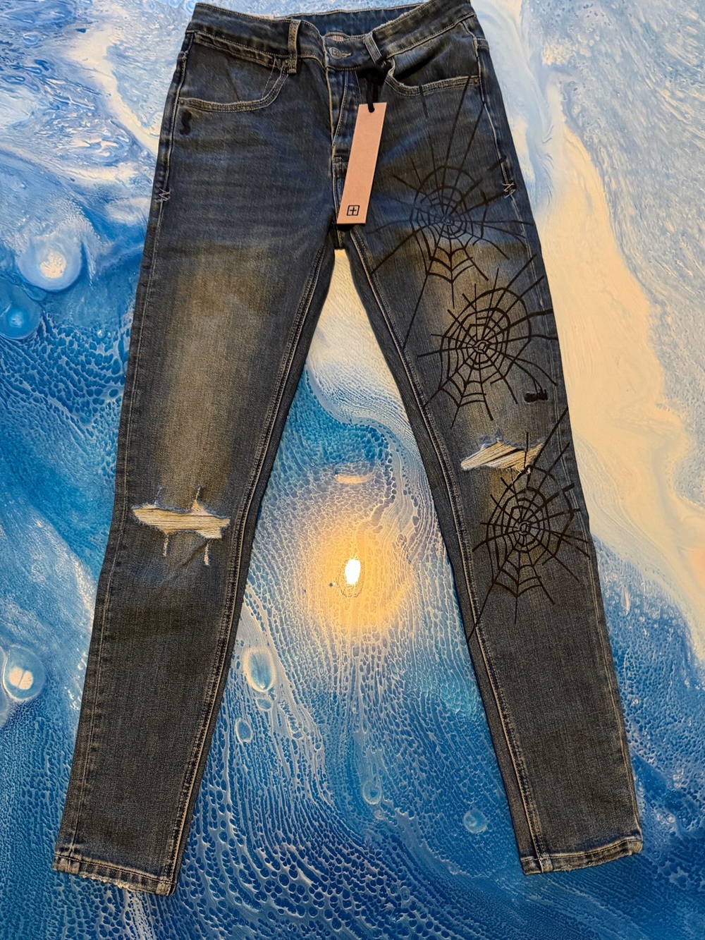 Ksubi Black Spiderweb Skinny Jeans